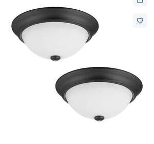 Project Source 13-in Round Flushmount Lights, Bronze Finish (one lamp missing th